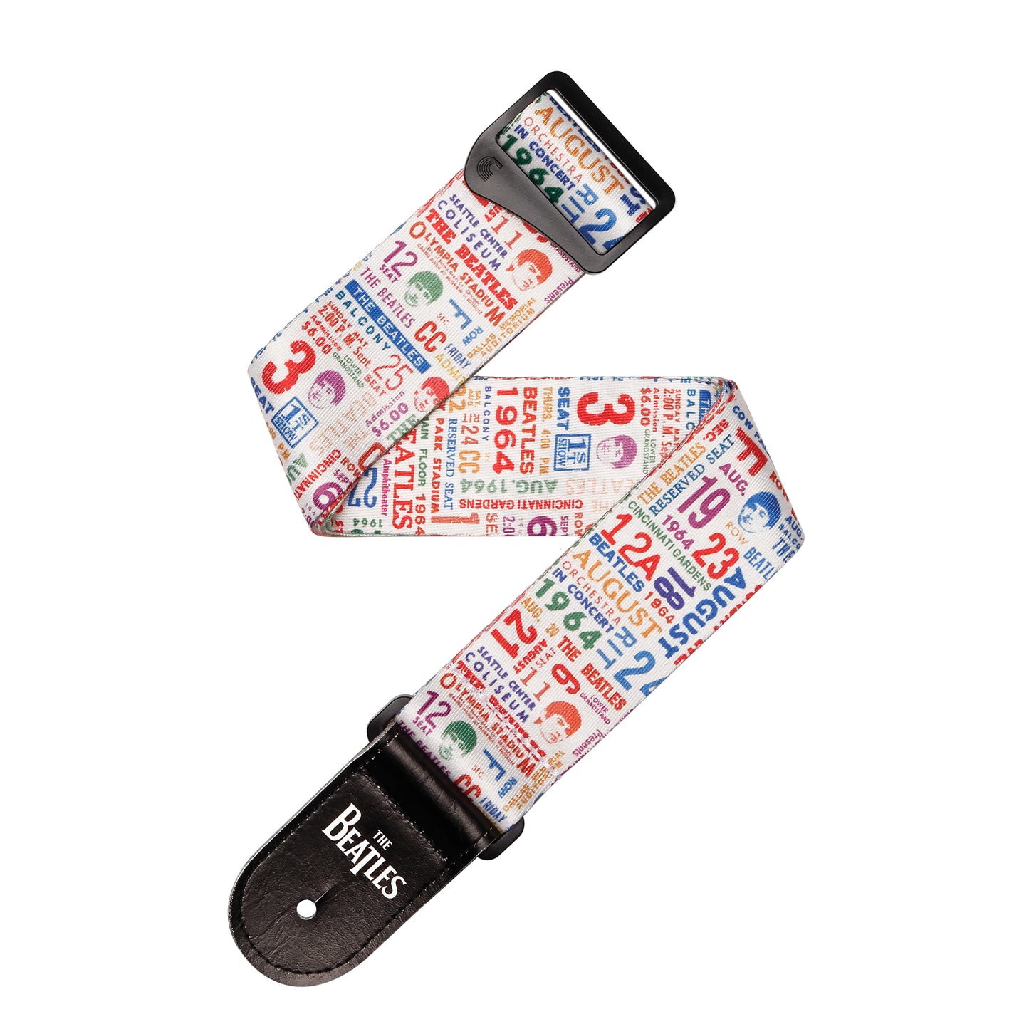 D'Addario Beatles 1964 US Tour Ticket Stubs Guitar Strap, Multi Color, 50BTL14