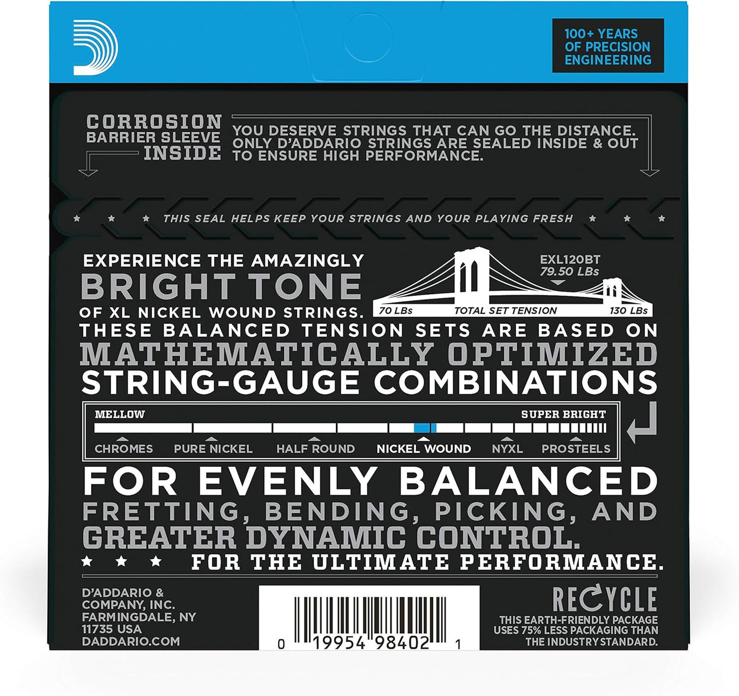 D'Addario EXL115BT Nickel Wound, Balanced Tension Medium, 11-50