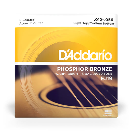 D'Addario EJ19 Phosphor Bronze Acoustic Guitar Strings, Bluegrass, 12-56