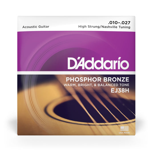 D'Addario EJ38H Phosphor Bronze, High Strung/Nashville Tuning, 10-27