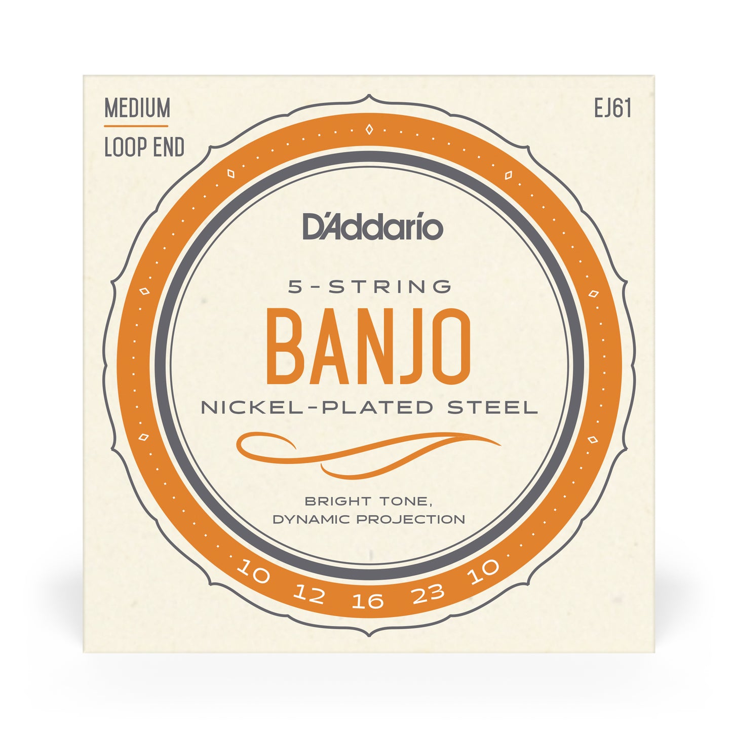 D'Addario EJ61 5-String Banjo Strings, Nickel, Medium 10-23