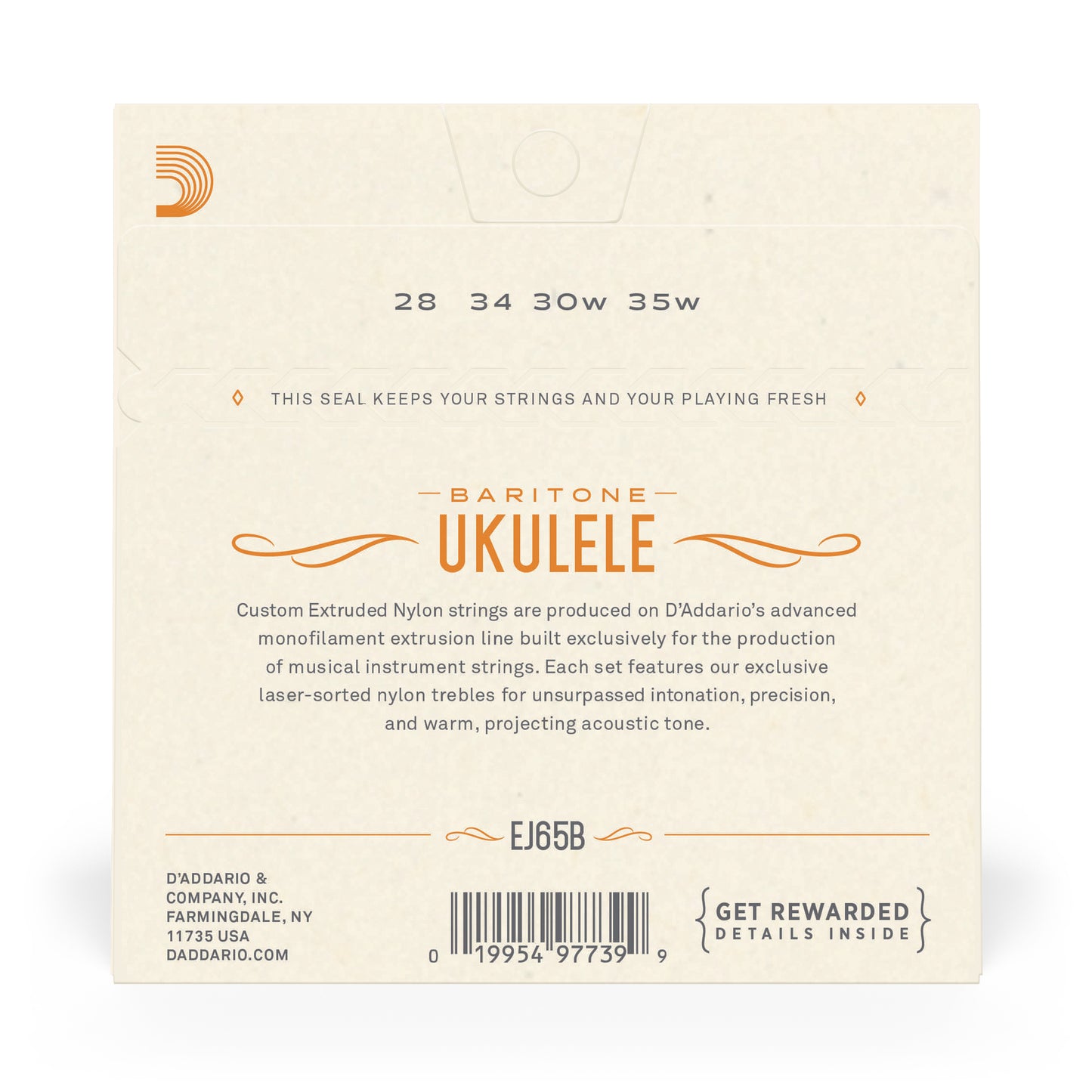 D'Addario EJ65B Pro-Arté Custom Extruded Nylon Ukulele Strings, Baritone