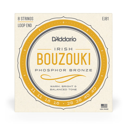D'Addario EJ81 Irish Bouzouki, 8-String, Phosphor Bronze, 11-40