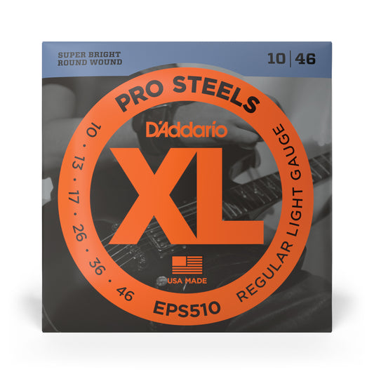 D’Addario EPS510 ProSteels, Regular Light Electric Guitar Strings, 10-46