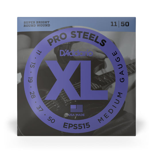 D'Addario EPS515 ProSteels Electric Guitar Strings, Medium Gauge, 11-50