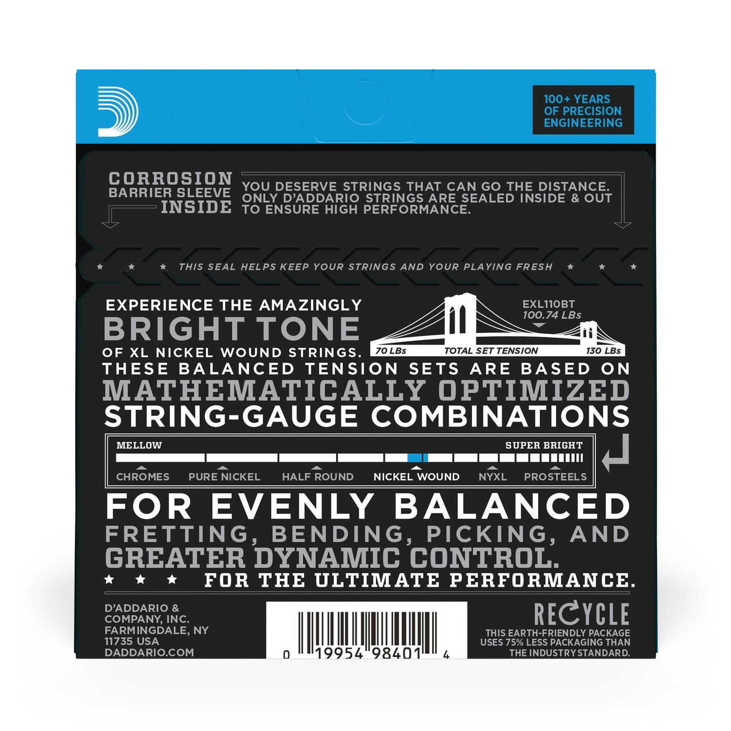 D'Addario EXL110BT Nickel Wound, Balanced Tension Regular Light, 10-46