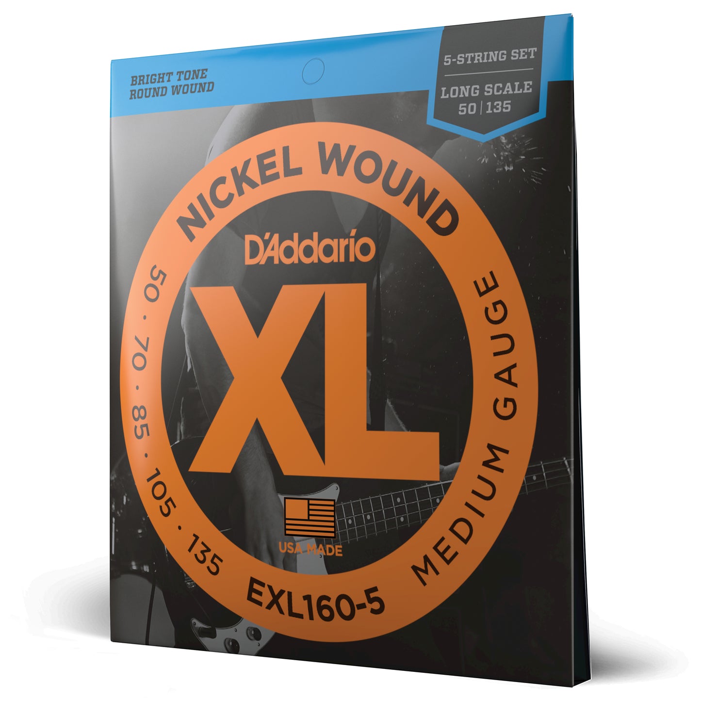 D'Addario EXL160-5 Medium 5-String, Long Scale, XL Nickel Bass Strings, 50-135