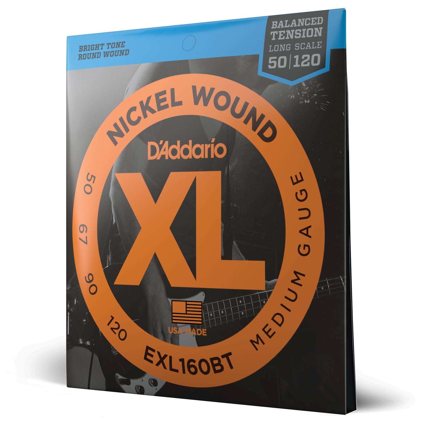 D'Addario EXL160BT Nickel Wound Bass Guitar Strings, Balanced Tension Medium, 50-120, Long Scale