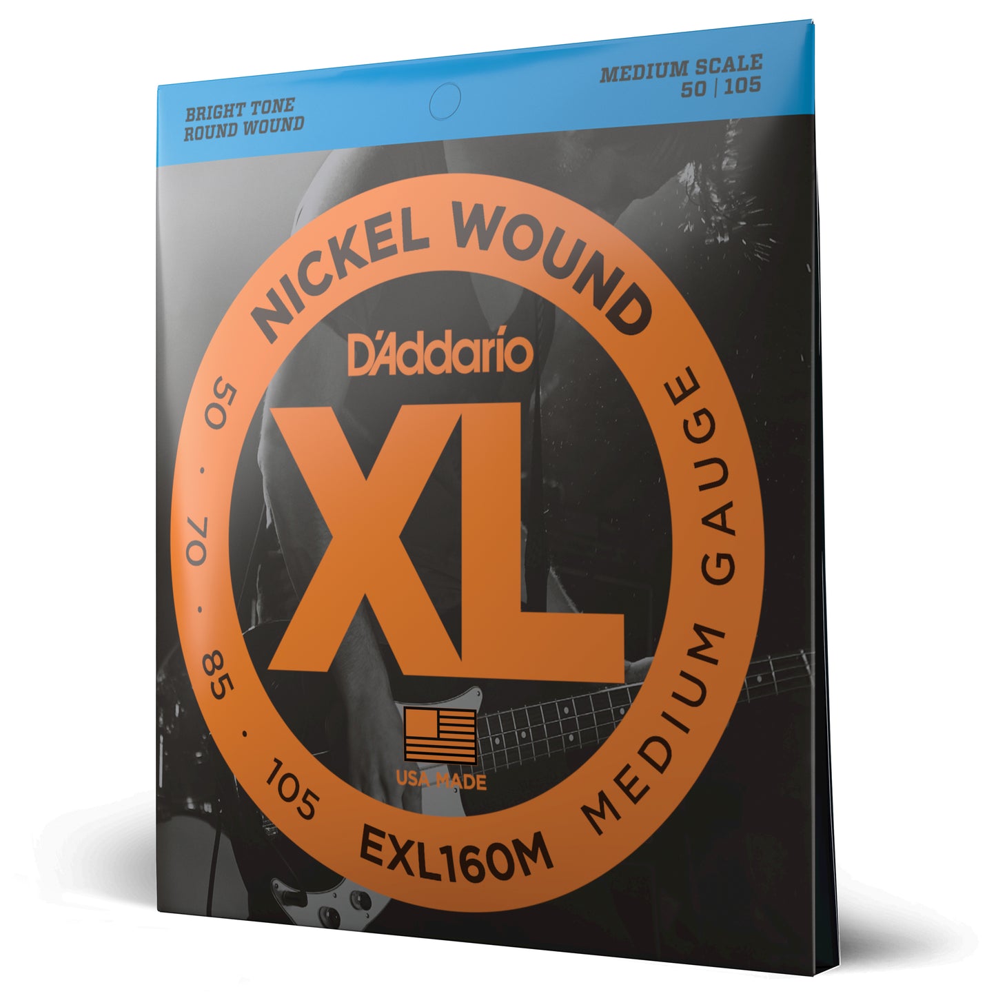 D'Addario EXL160M Medium, Medium Scale, XL Nickel Bass Strings, 50-105