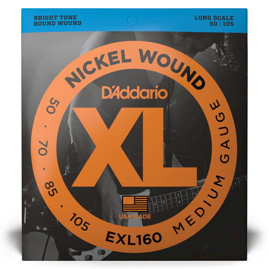 D'Addario EXL160 Medium, Long Scale, XL Nickel Bass Strings, 50-105