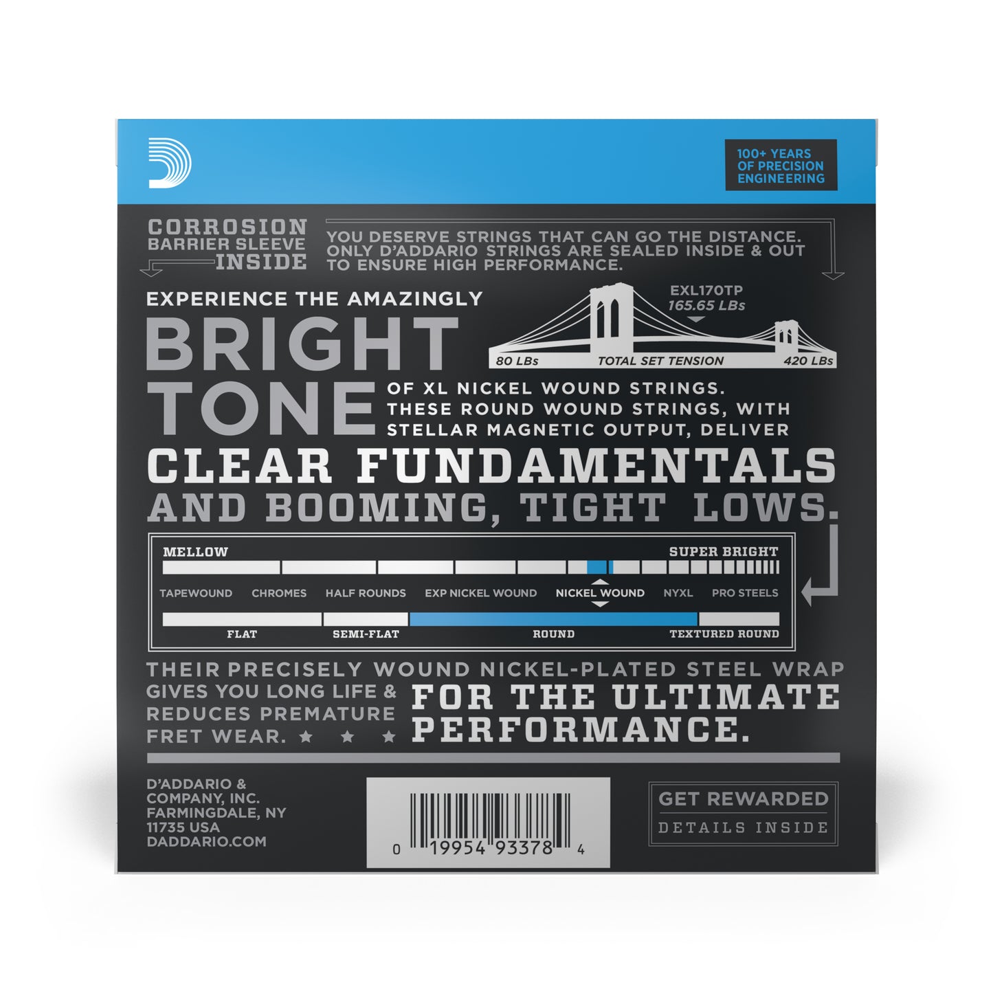 D'Addario EXL170TP 2-Pack Regular Light, Long Scale, XL Nickel Bass Strings, 45-100