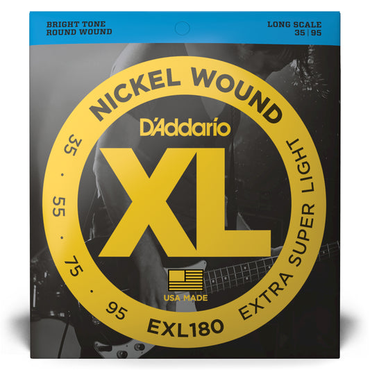 D'Addario Extra Super Light, Long Scale, XL Nickel Bass Strings, 35-95