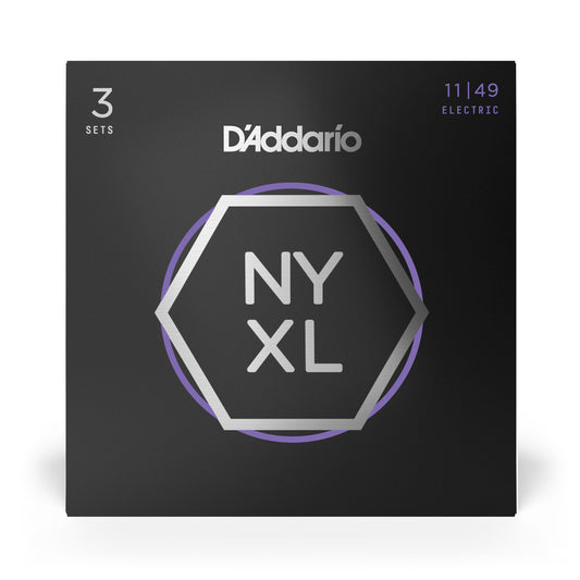 D'Addario NYXL1149-3P Nickel Wound Electric Guitar Strings Medium, 11-49, 3 Sets