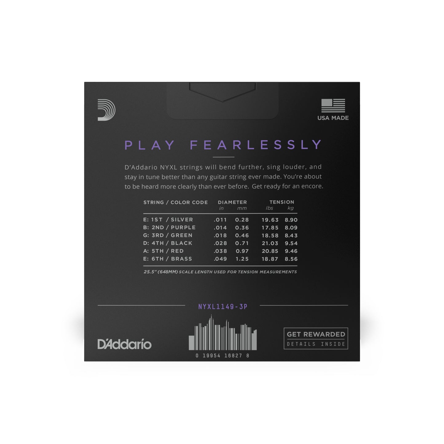 D'Addario NYXL1149-3P Nickel Wound Electric Guitar Strings Medium, 11-49, 3 Sets