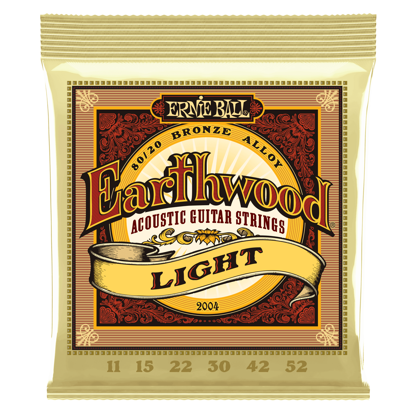 Ernie Ball 2004 Light Earthwood 80/20 Bronze Acoustic Guitar Strings, 11-52