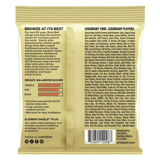 Ernie Ball 2008 Rock and Blues w/ Plain G Earthwood 80/20 Bronze Acoustic Strings, 10-52