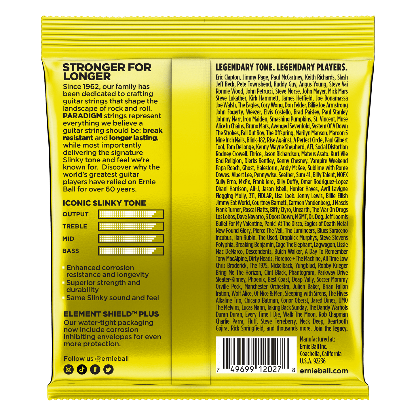 Ernie Ball 2027 Paradigm Beefy Slinky Electric Guitar Strings, 11-54