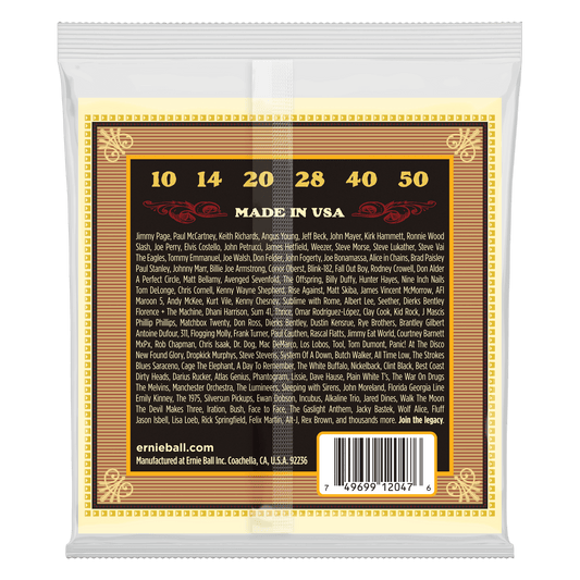 Ernie Ball 2047 Extra Soft Earthwood 80/20 Bronze Silk & Steel Acoustic Strings, 10-50
