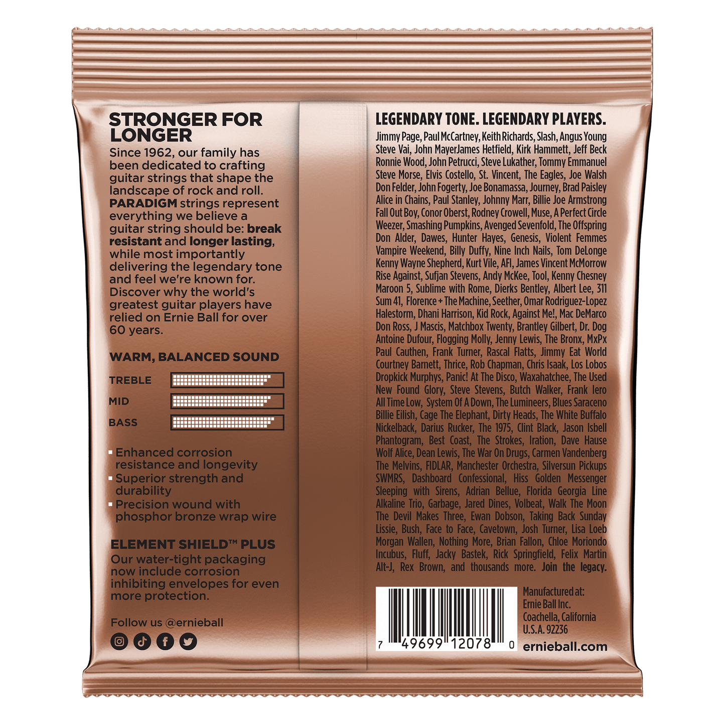 Ernie Ball 2078 Light Paradigm Phosphor Bronze Acoustic Strings, 11-52