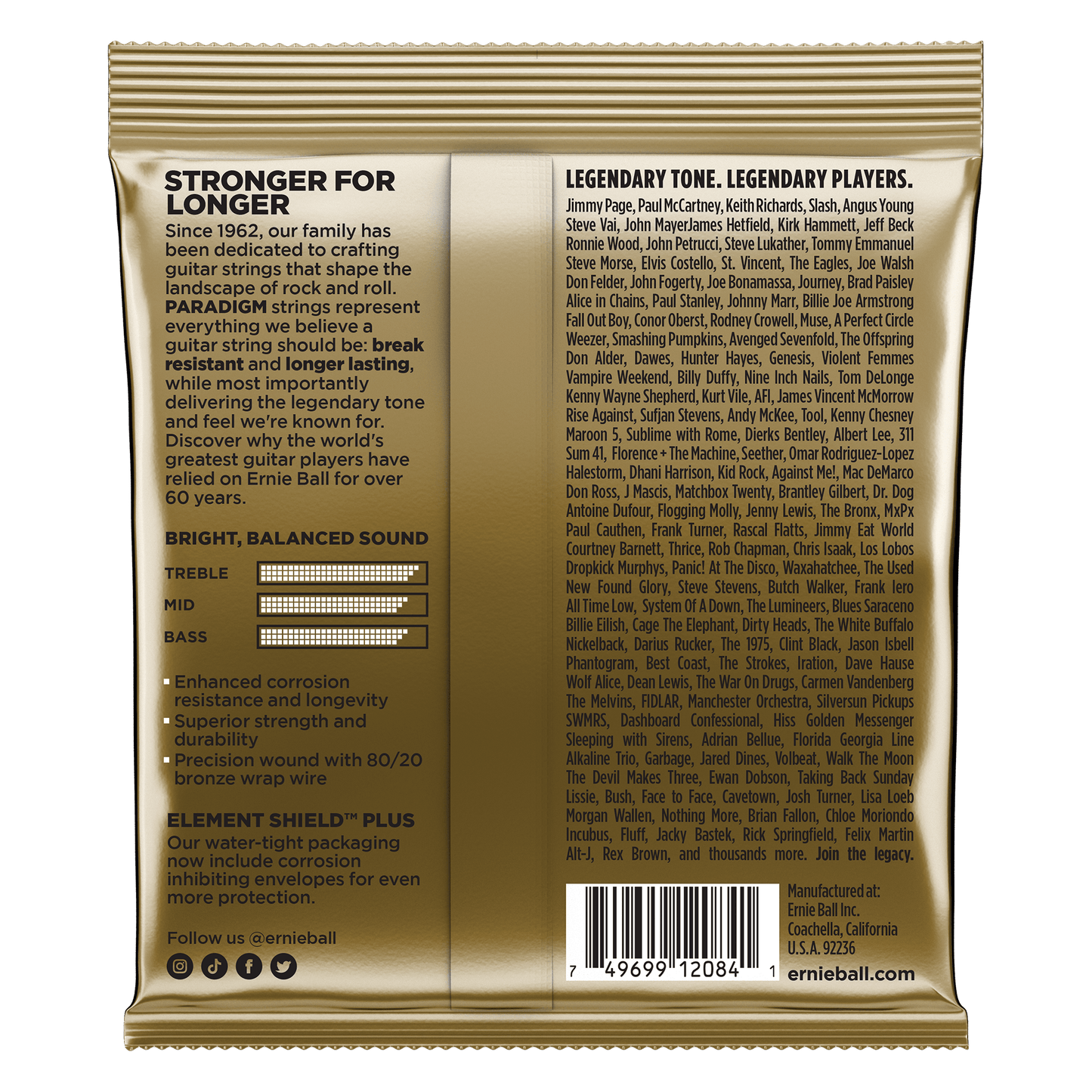 Ernie Ball 2084 Medium Paradigm 80/20 Bronze Acoustic Strings, 13-56
