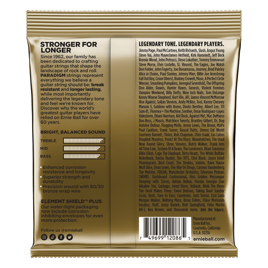 Ernie Ball 2086 Medium Light Paradigm 80/20 Bronze Acoustic Strings, 12-54