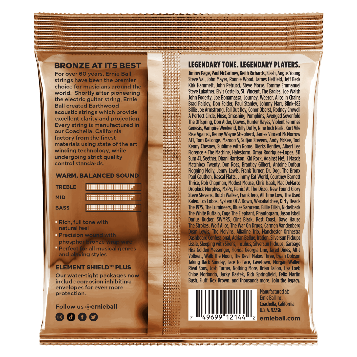 Ernie Ball 2144 Earthwood Medium Phosphor Bronze, 13-56