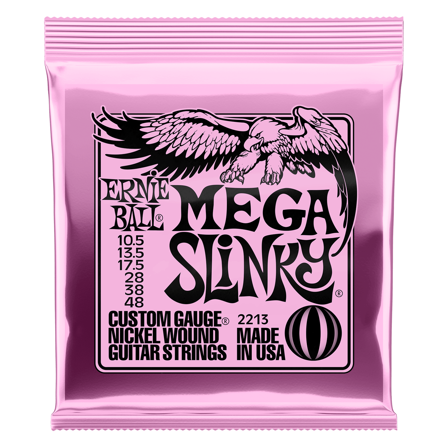 Ernie Ball 2213 Mega Slinky Nickel Wound Electric Guitar Strings, 10.5-48