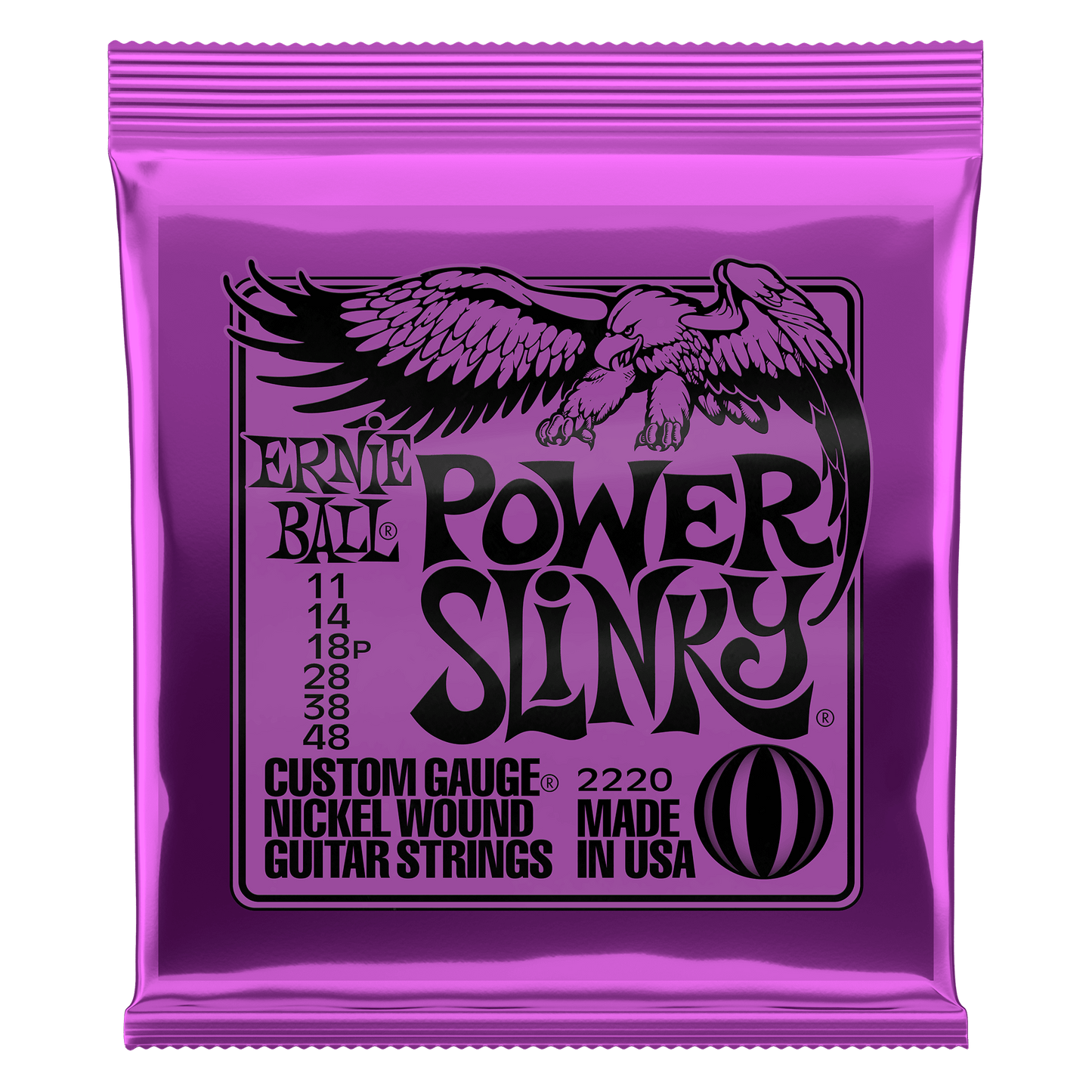 Ernie Ball 2220 Power Slinky Nickel Wound Electric Guitar Strings, 11-48