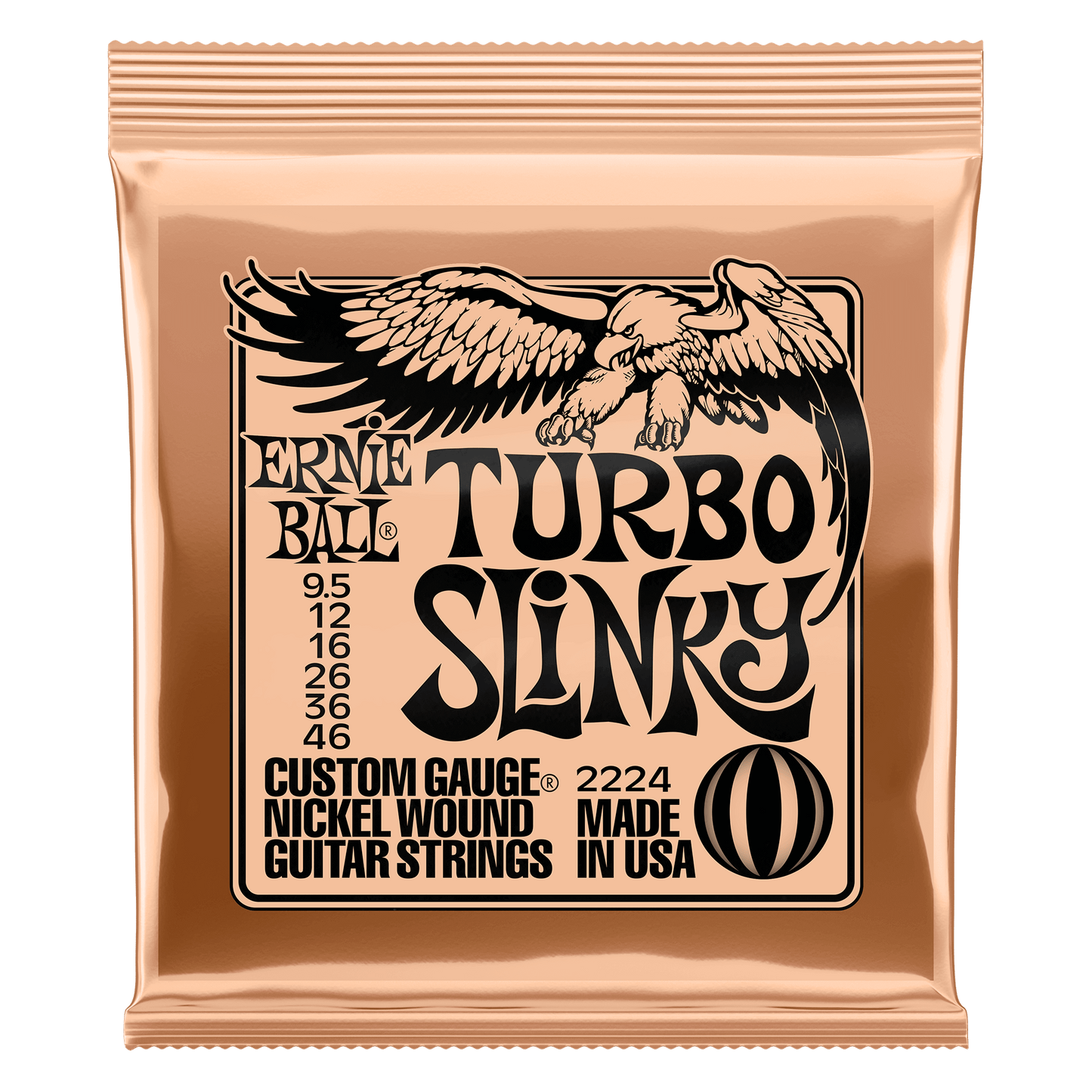 Ernie Ball 2224 Turbo Slinky Nickel Wound Electric Guitar Strings 9.5-46