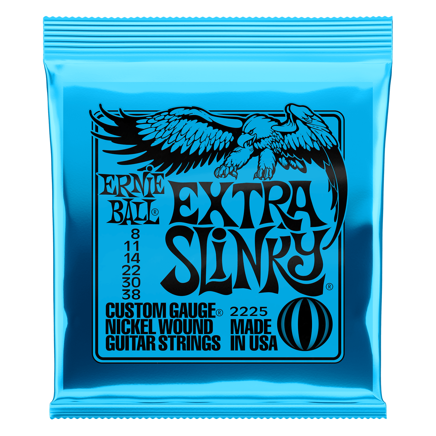 Ernie Ball 2225 Extra Slinky Nickel Wound Electric Guitar Strings, 8-38