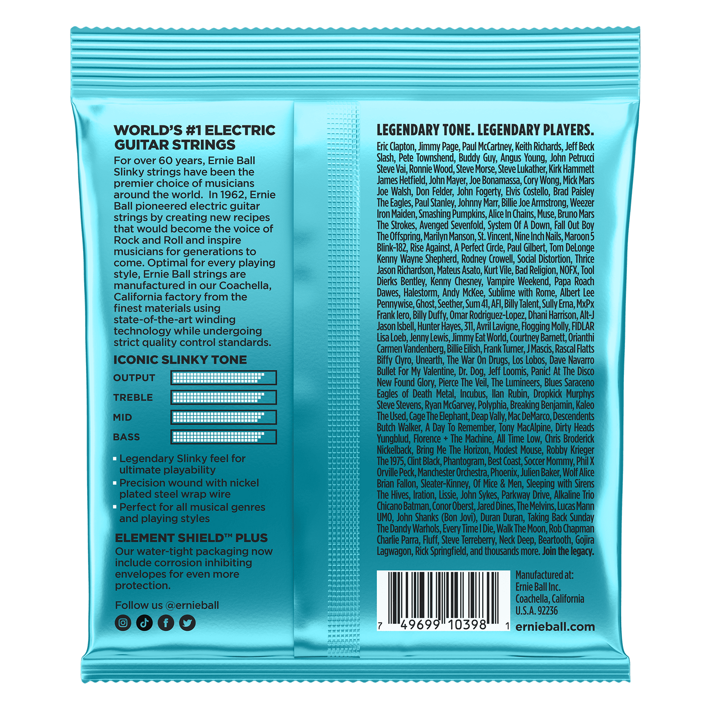 Ernie Ball 2228 Mighty Slinky Nickel Wound Electric Guitar Strings, 8.5-40