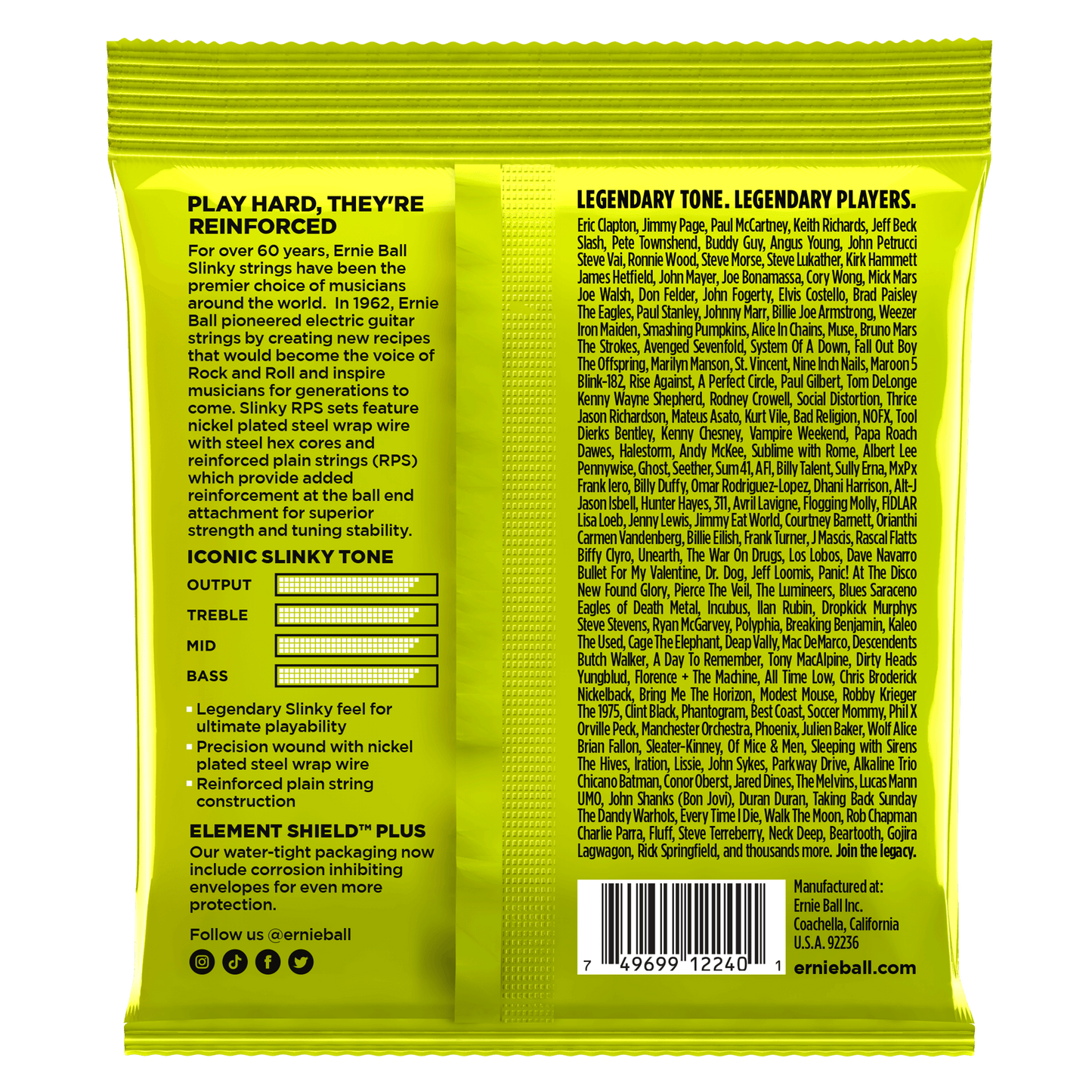 Ernie Ball 2240 RPS Regular Slinky Nickel Wound Electric Guitar Strings, 10-46