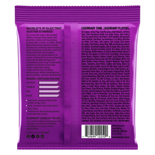 Ernie Ball 2250 Classic Pure Nickel Power Slinky Electric Guitar Strings, 11-48