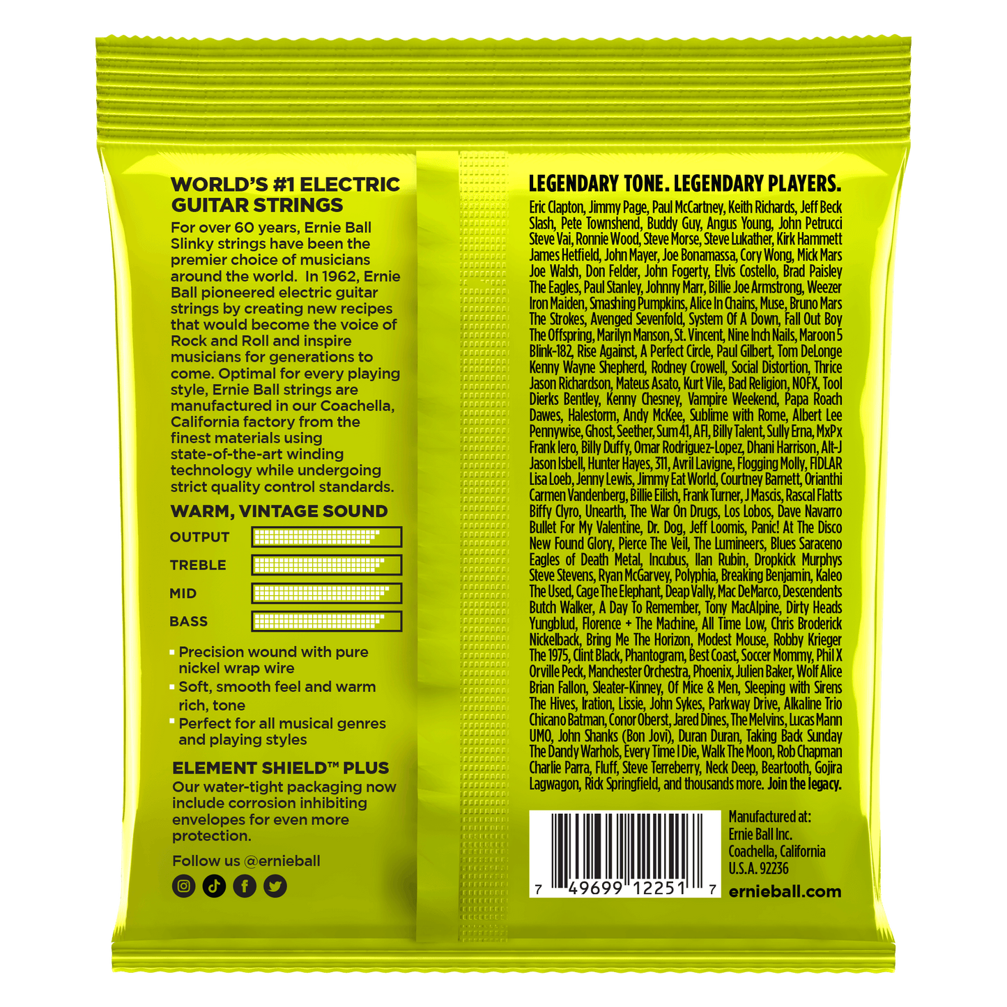 Ernie Ball 2251 Classic Pure Nickel Regular Slinky Electric Guitar Strings, 10-46