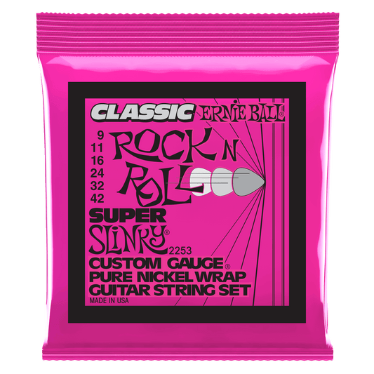Ernie Ball 2253 Classic Pure Nickel Super Slinky Electric Guitar Strings, 9-42