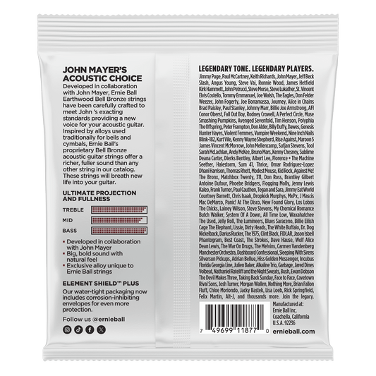 Ernie Ball 2346 Medium Light Earthwood Bell Bronze Acoustic Strings, 12-54