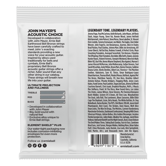 Ernie Ball 2348 Light Earthwood Bell Bronze Acoustic Strings, 11-52