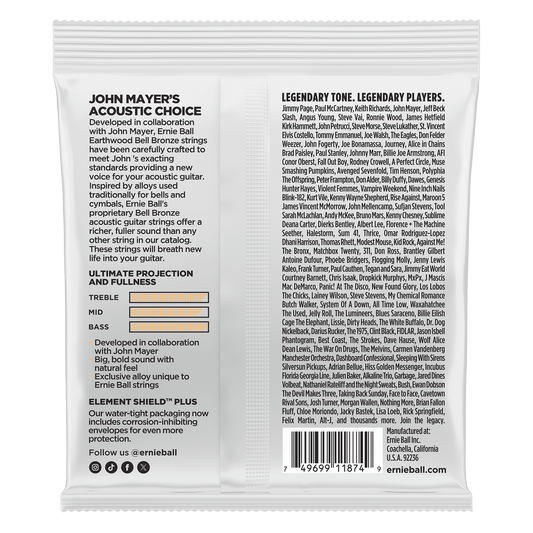 Ernie Ball 2350 Extra Light Earthwood Bell Bronze Acoustic Strings, 10-50