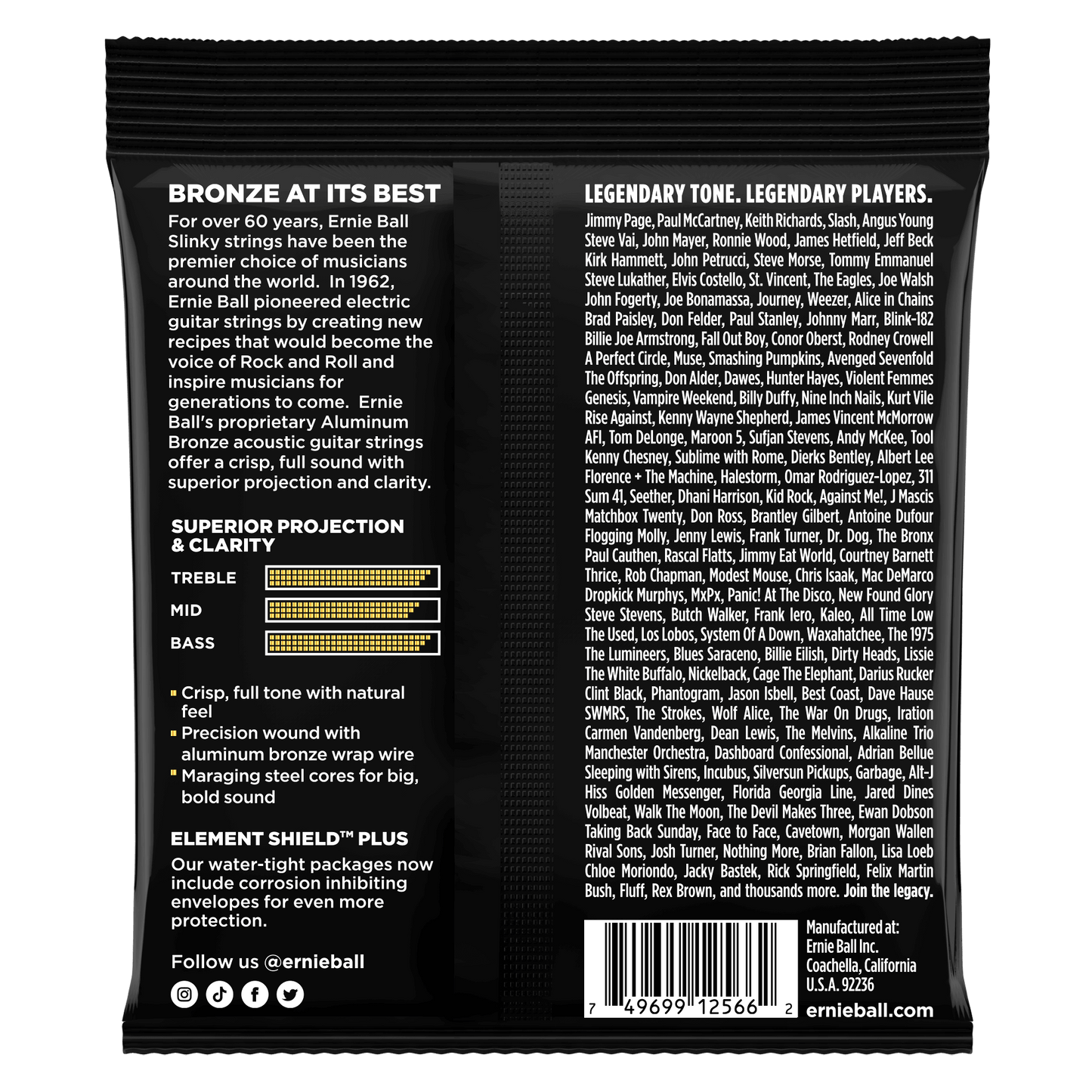 Ernie Ball 2566 Aluminum Bronze Acoustic Strings, Medium Light, 12-54
