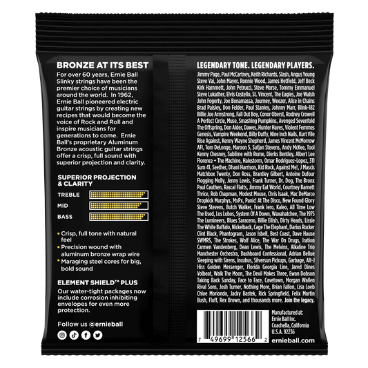 Ernie Ball 2566 Aluminum Bronze Acoustic Strings, Medium Light, 12-54