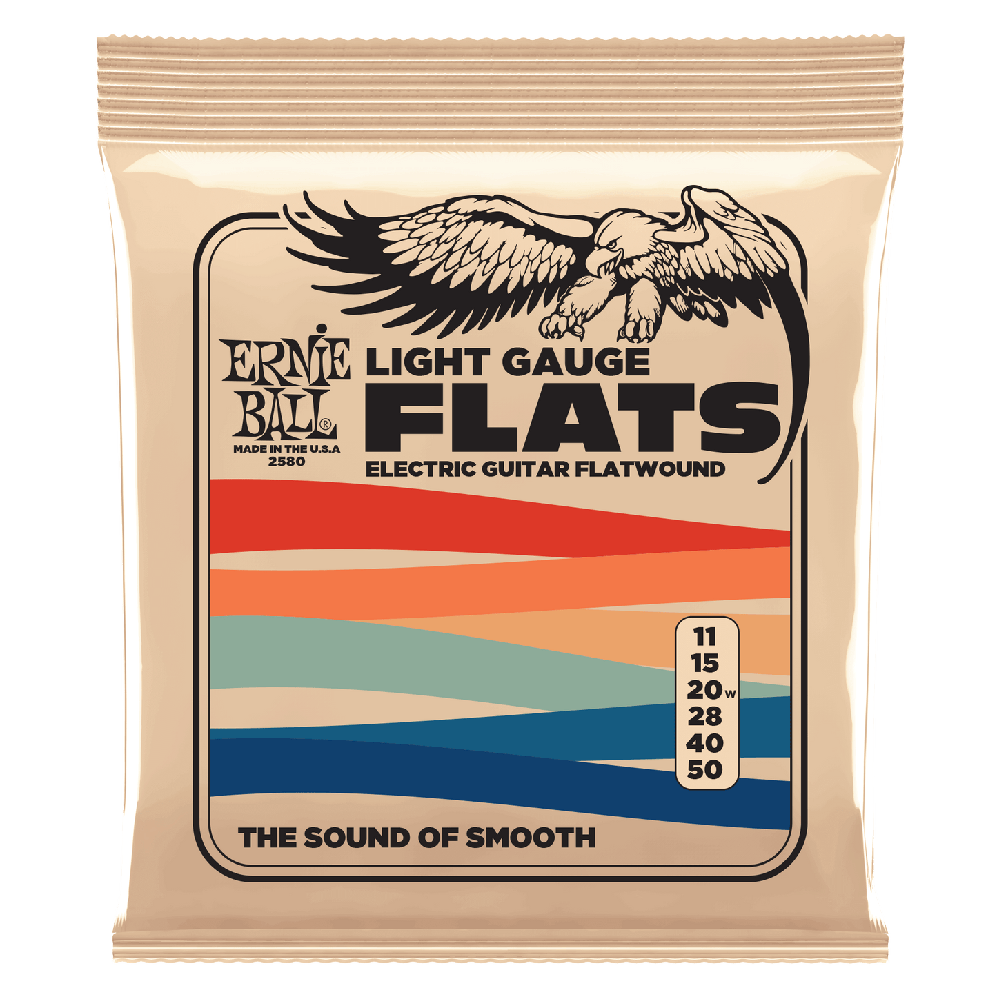Ernie Ball 2580 Light Stainless Steel Flatwound Electric Guitar Strings, 11-50