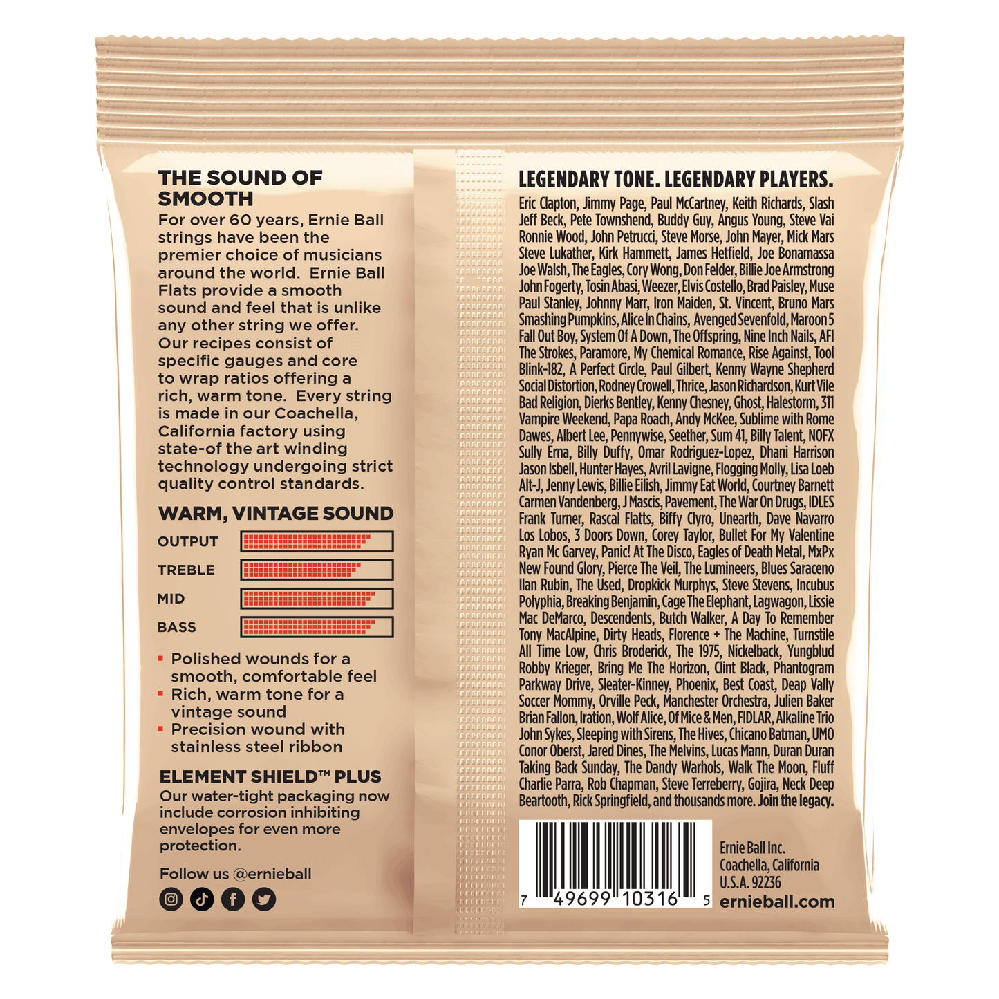 Ernie Ball 2580 Light Stainless Steel Flatwound Electric Guitar Strings, 11-50