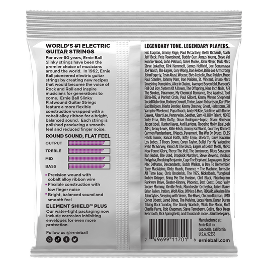 Ernie Ball 2590 Cobalt Flatwound Power Slinky Electric Guitar Strings, 11-48