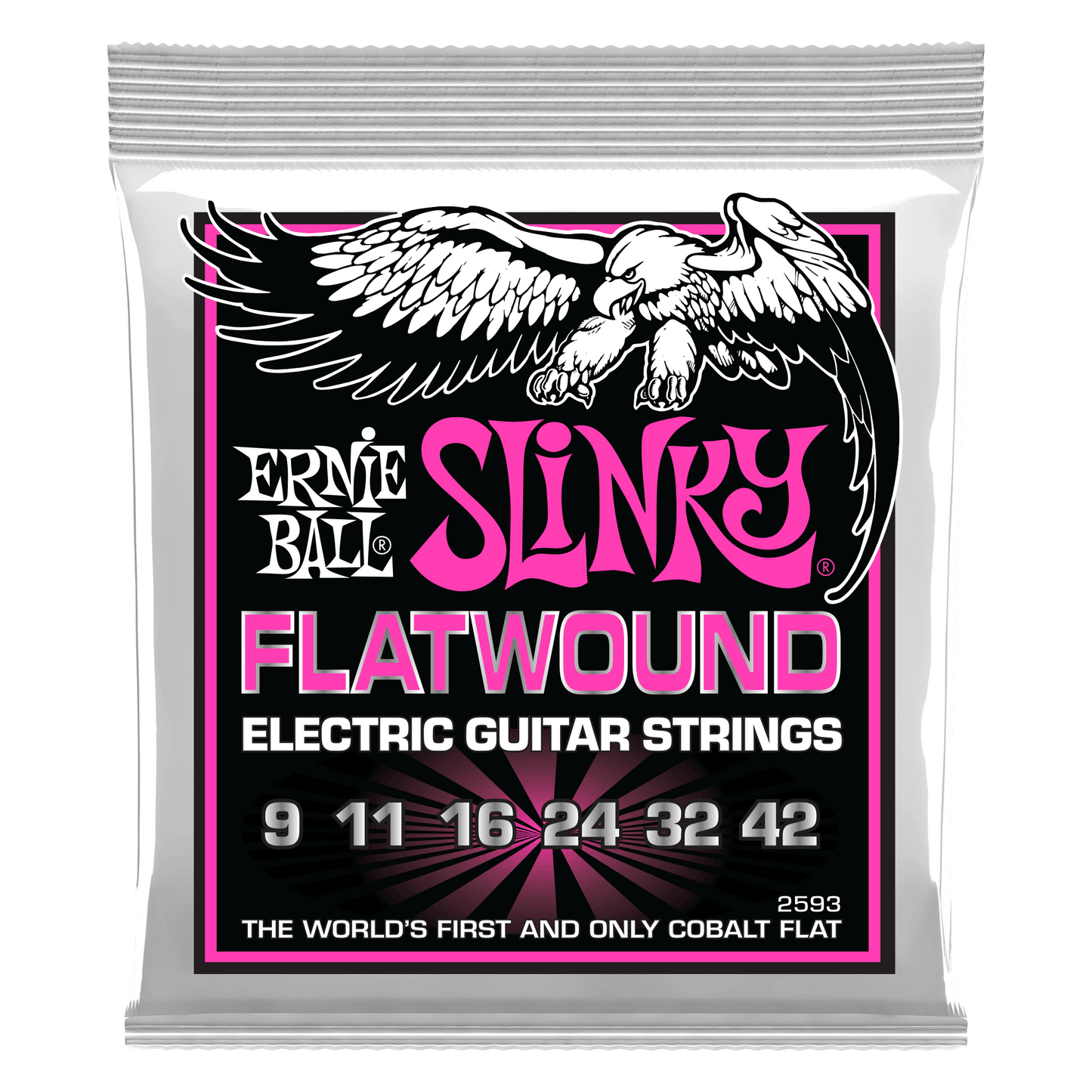 Ernie Ball 2593 Cobalt Flatwound Super Slinky Electric Guitar Strings, 9-42