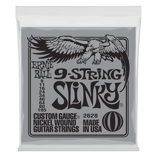 Ernie Ball 9-String Slinky Nickel Wound Electric Guitar Strings, 9-105