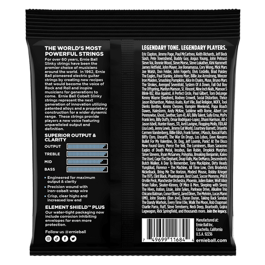 Ernie Ball 2712 Cobalt Primo Slinky Electric Guitar Strings, 9.5-44
