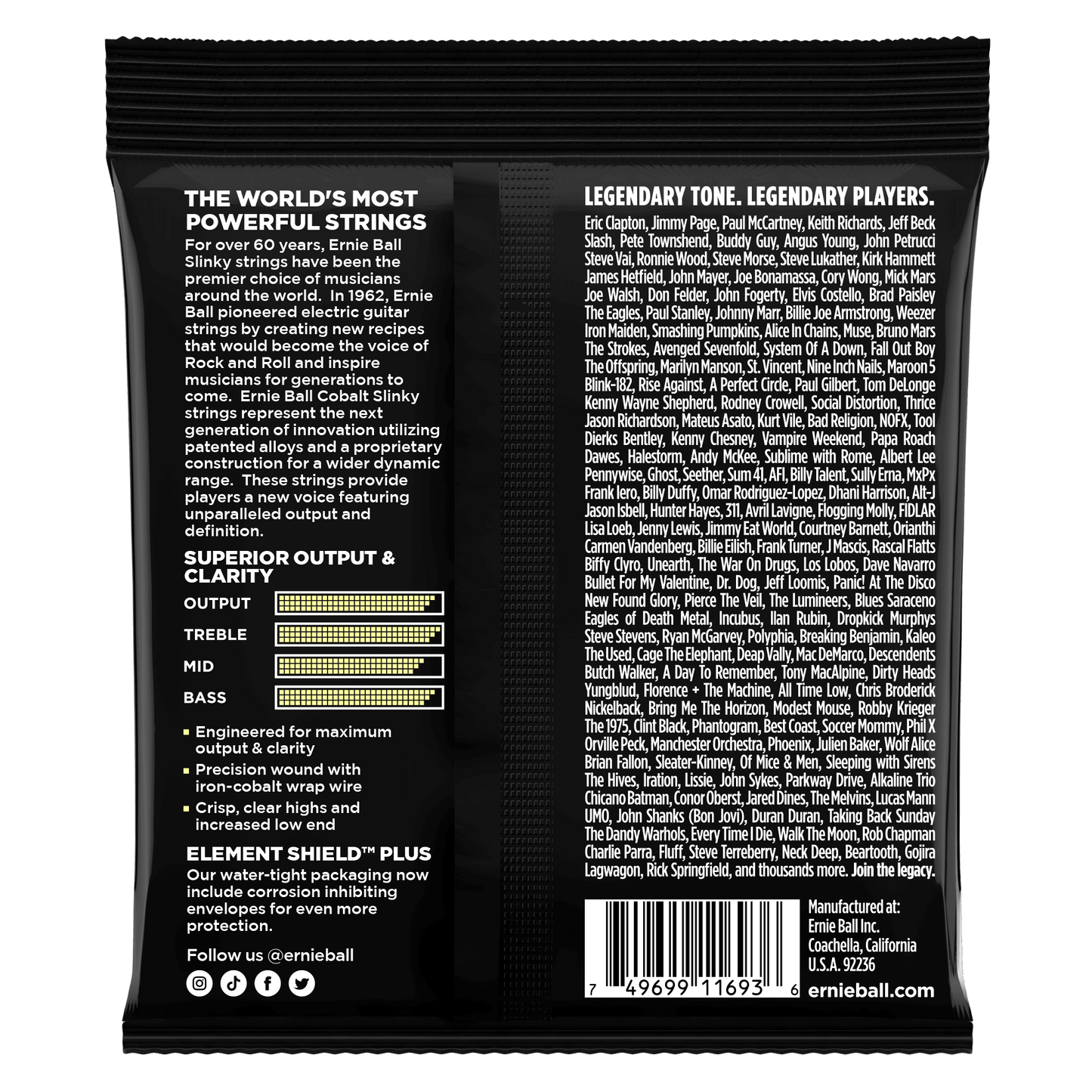 Ernie Ball 2714 Cobalt Mammoth Slinky Electric Guitar Strings, 12-62