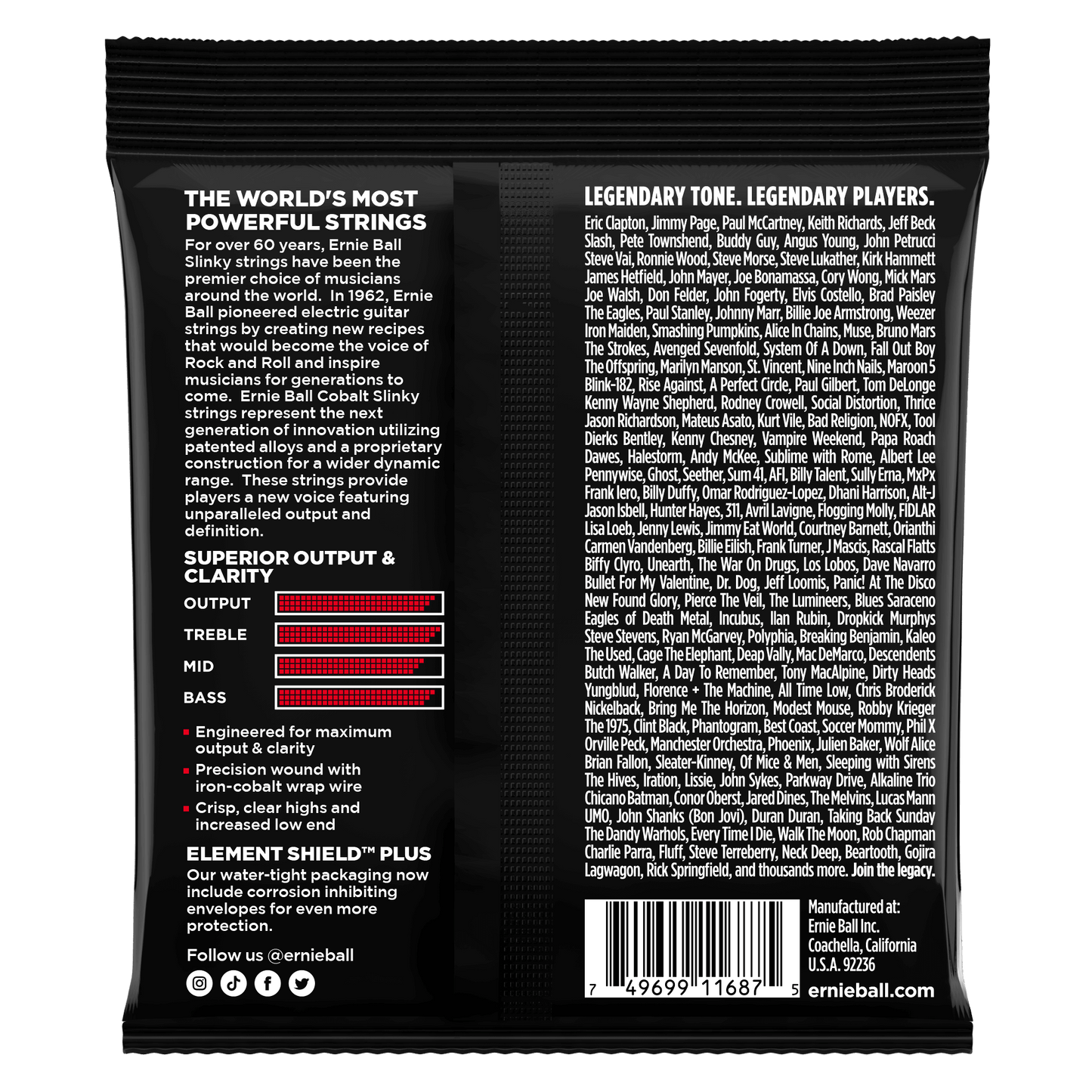 Ernie Ball 2716 Cobalt Burly Slinky Electric Guitar Strings, 11-52