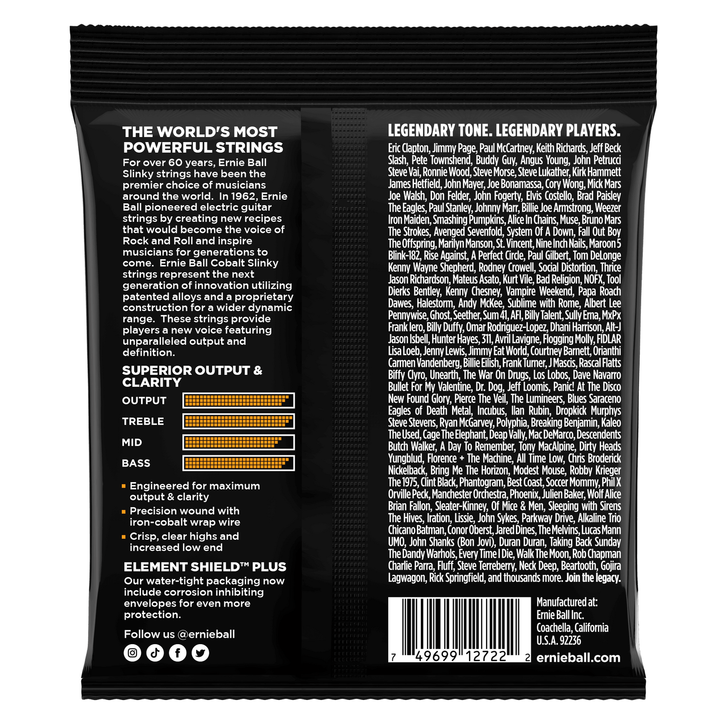Ernie Ball 2712 Cobalt Hybrid Slinky Electric Guitar Strings, 9-46