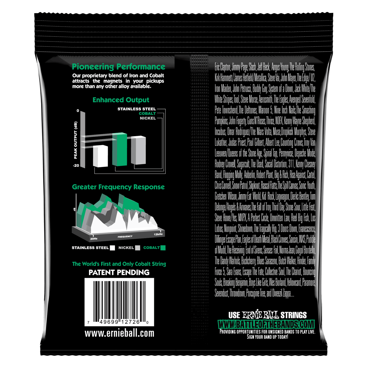 Ernie Ball 2726 Not Even Slinky Cobalt Electric Guitar Strings, 12-56